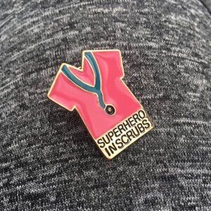 Super Hero In Scrubs Clothes Enamel Brooch